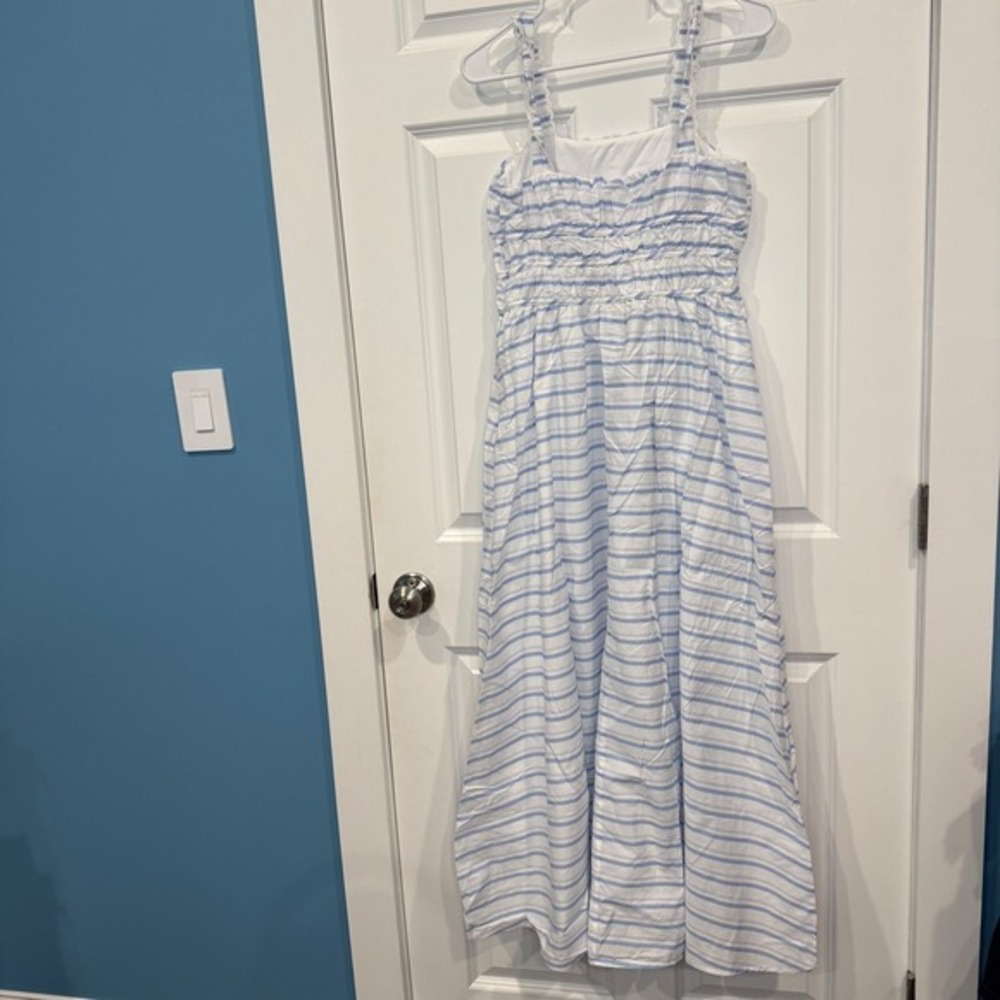 Altar'd State Blue and White Striped Smocked Maxi Dress Size Small - Picture 6 of 9